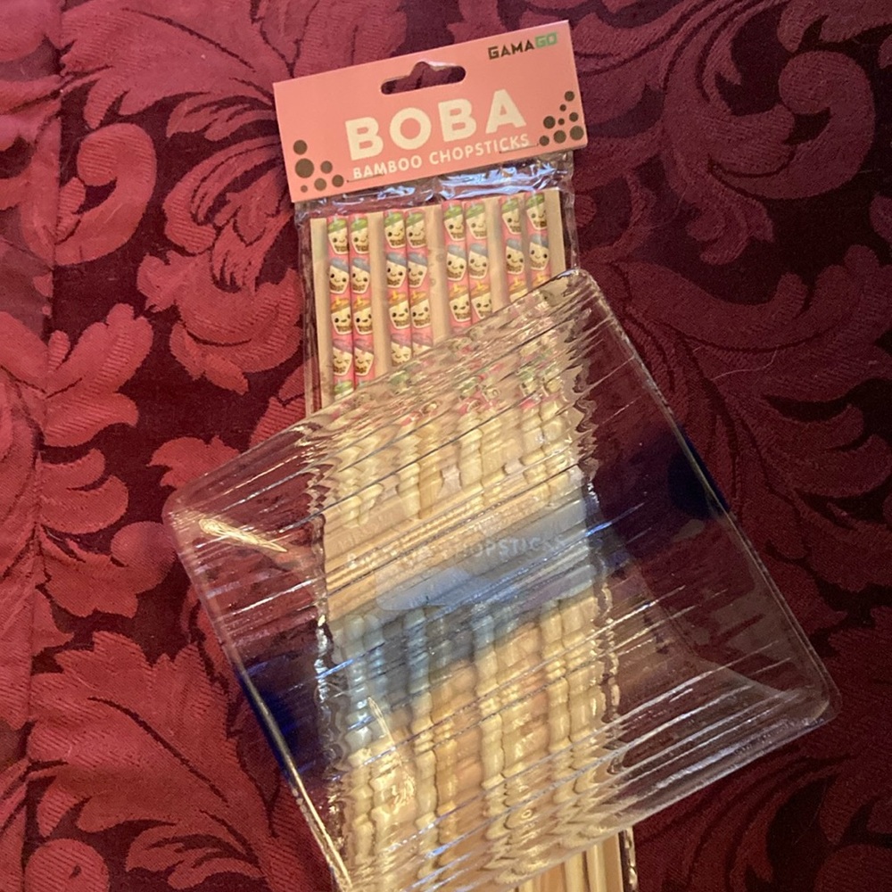 BOBA Bamboo Chopsticks 🥢 & Cobalt Plate
